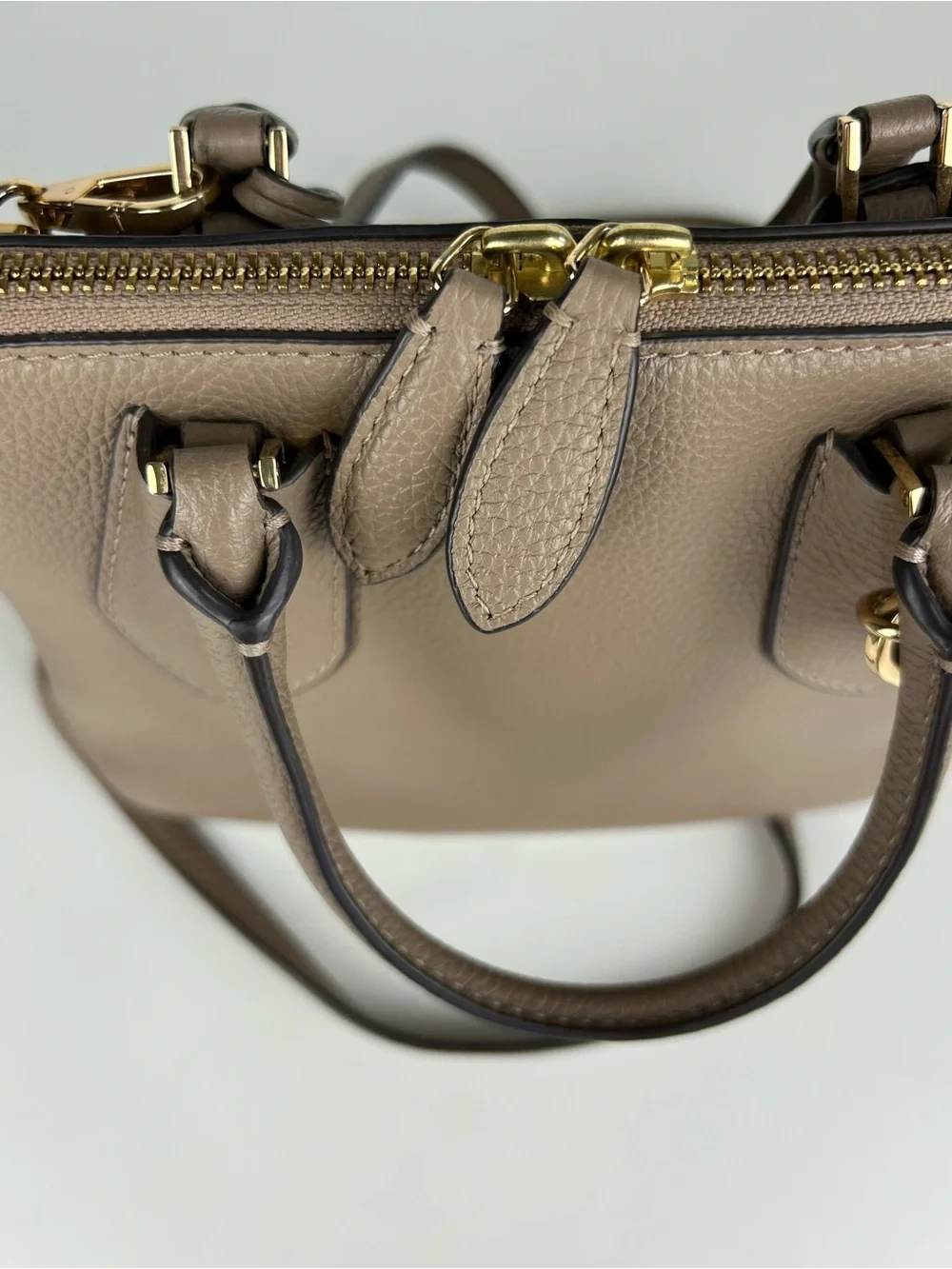TORY BURCH MINI SWING SATCHEL CROSSBODY TAUPE